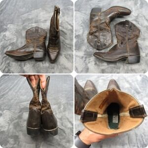 Aariat Heritage Cowboy‎ Boots Kids 3 Brown Leather Western Rodeo Southwestern